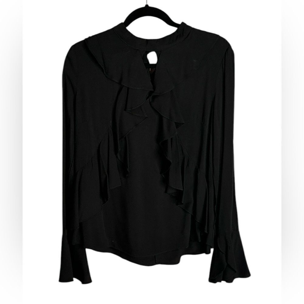 Do + Be Elegant Black Ruffled Women's Top Size L